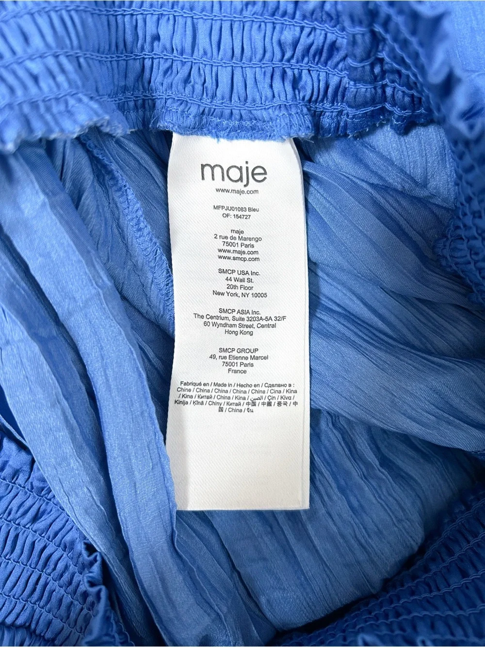 Maje Satin Effect Pleated Blue Midi Skirt